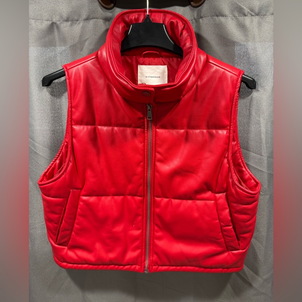 Anthropologie Red Puffer Vest